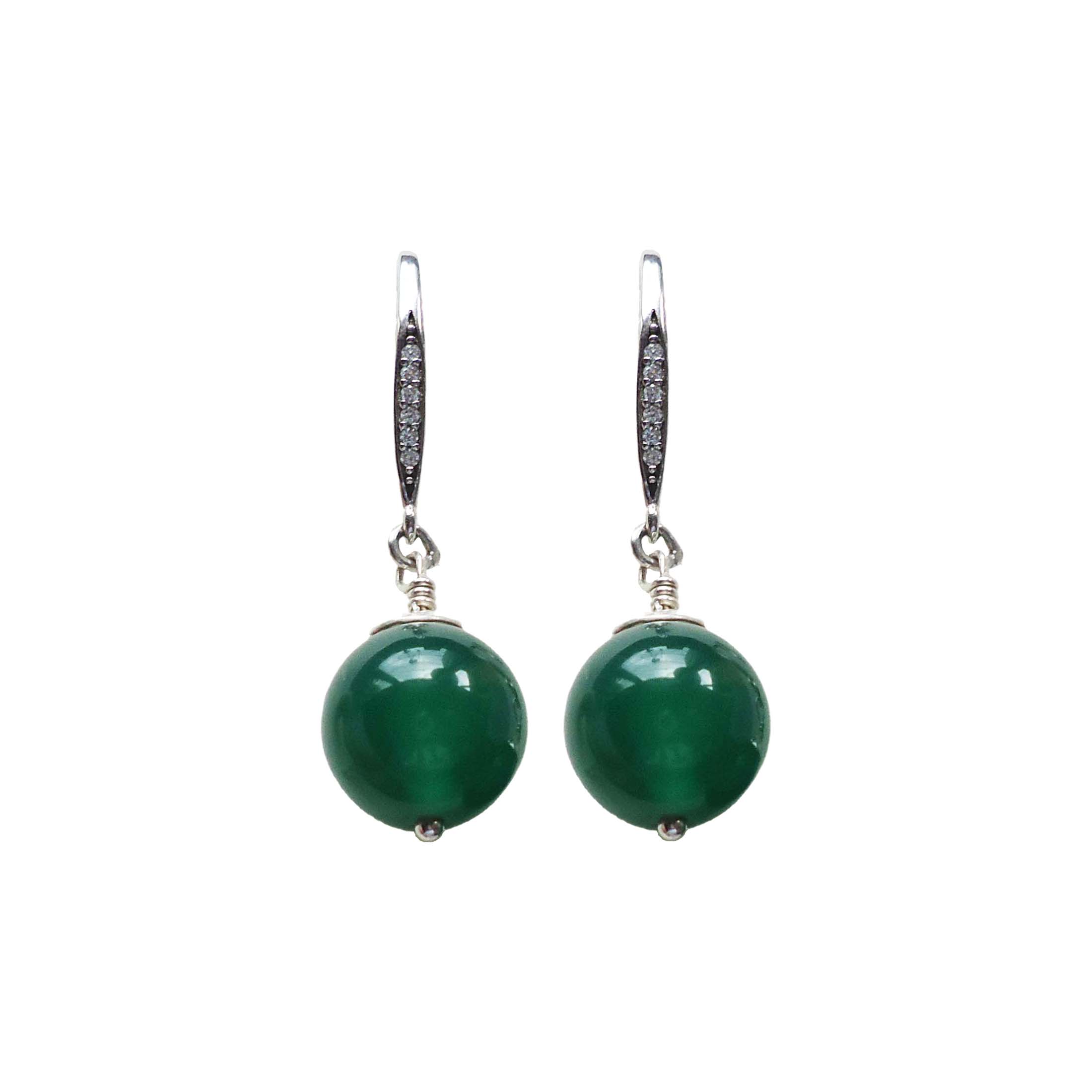 Emerald Agate Oasis Silver Drop Earrings - Stylish & Healing Gem Jewels